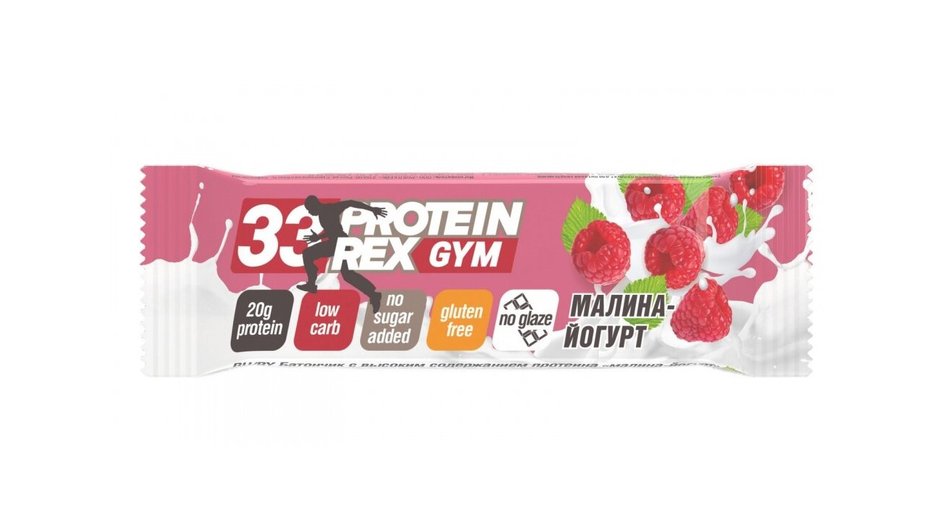 Протеиновый батончик фирмы ProteinRex серии GYM вкус Малина-йогурт Протеиновый батончик фирмы ProteinRex серии GYM вкус Малина-йогурт