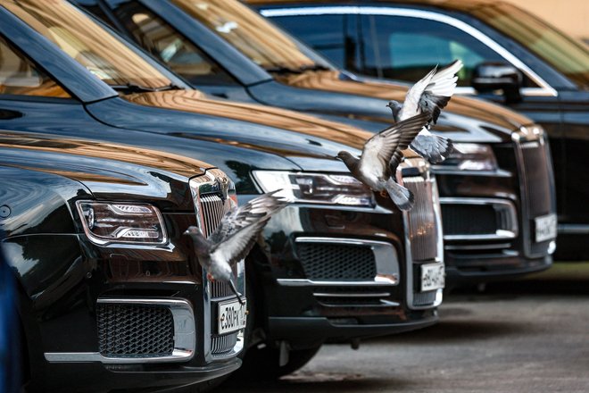 Автомобили Aurus президентского кортежа на территории Свято-Троицкой Александро-Невской Лавры Автомобили Aurus президентского кортежа на территории Свято-Троицкой Александро-Невской Лавры