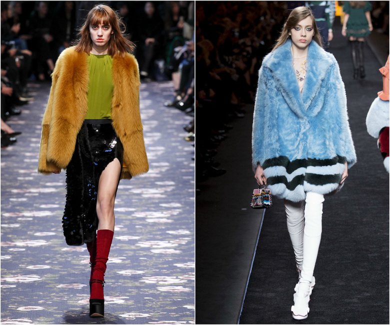Слева: показ коллекции Rochas (Неделя моды в Париже); справа: показ коллекции Fendi (Неделя моды в Милане)