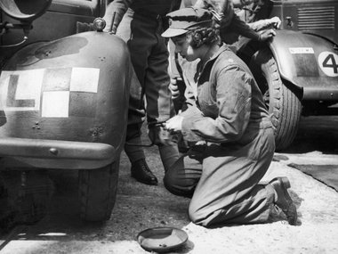 Princess Elizabeth Learning Basic Car Maintenance As A Second Subaltern In The A.T.S 12th April 1945.