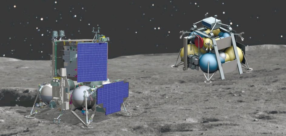Дизайн-макеты будущих российских аппаратов Луна-27 и Луна-28