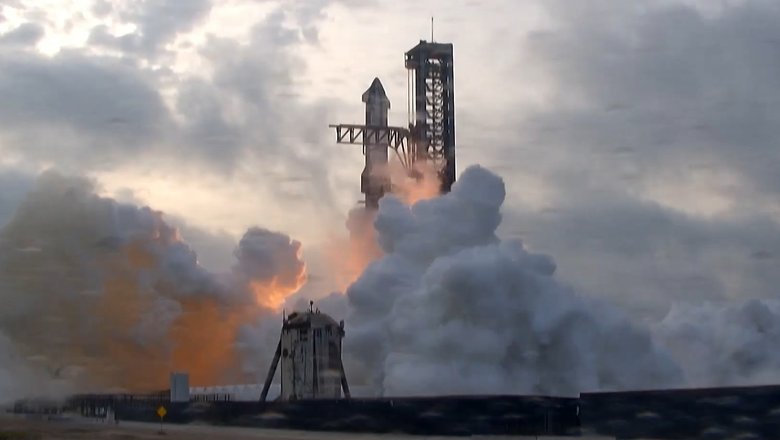 Момент старта ракеты SpaceX Starship