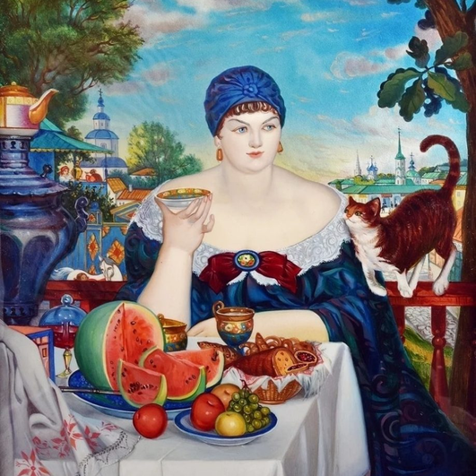 «Купчиха за чаем», Борис Кустодиев «Купчиха за чаем», Борис Кустодиев