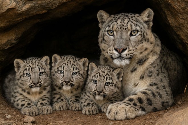 RareSnowLeopardCubsMom RareSnowLeopardCubsMom