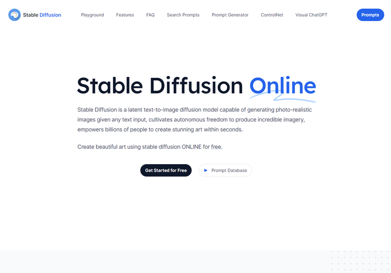 Главная страница онлайн-сервиса от Stable Diffusion