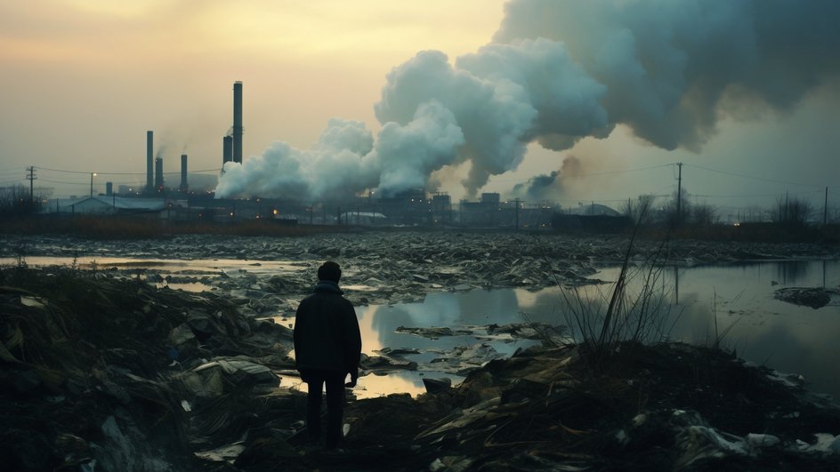 Человек на фоне выбросов CO2 Человек на фоне выбросов CO2