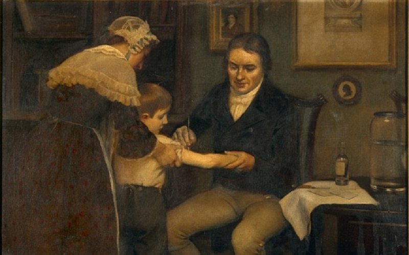 Доктор Дженнер делает прививку Джеймсу Фиппсу. Картина Эрнста Боарда.