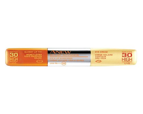 Крем для кожи вокруг глаз и блеск для губ SPF30 UVA/UVB «Фактор молодости» Anew Solar Advance, Avon, 450 руб.