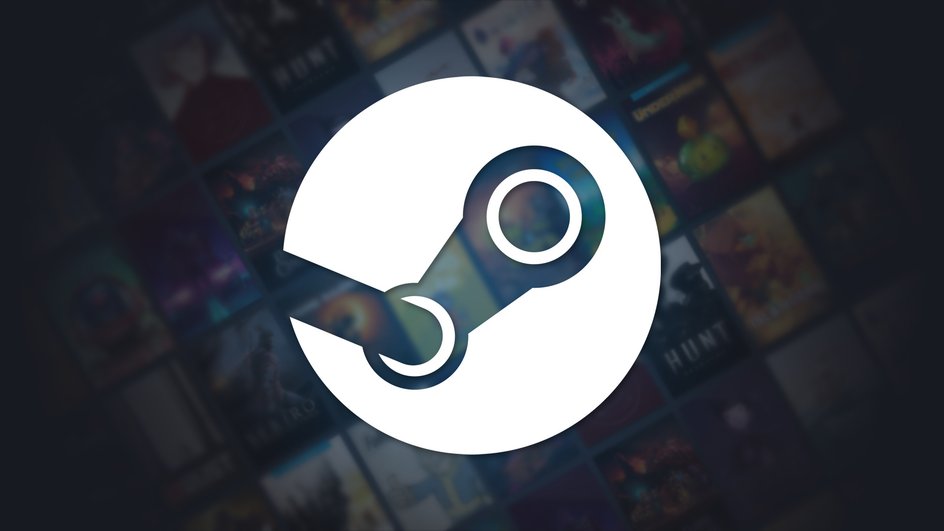 Иконка сервиса Steam крупным планом на темном фоне