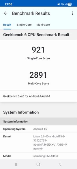 Бенчмарк Samsung А36 Бенчмарк Samsung А36