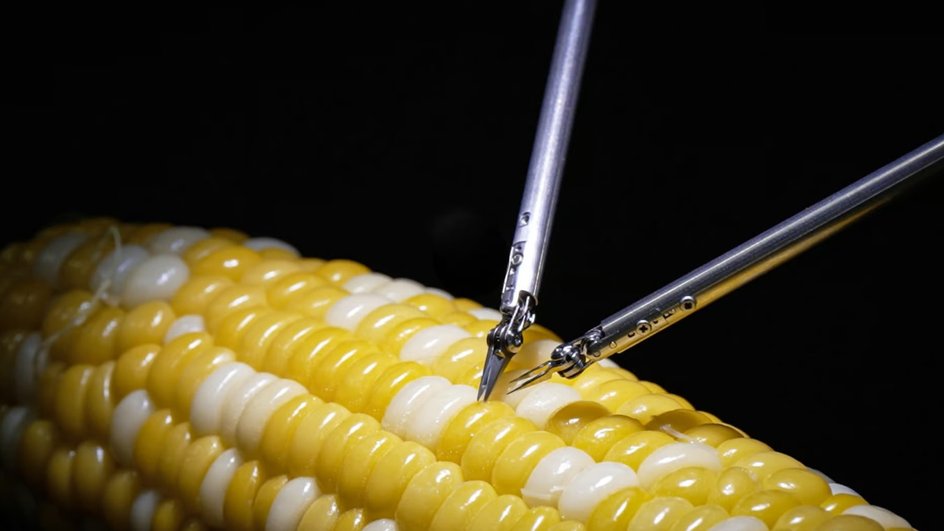 Микрохирургический робот Sony работает на зерне кукурузы