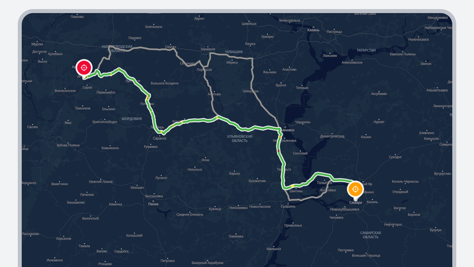 Маршрут в навигаторе Саратов — Дивеево