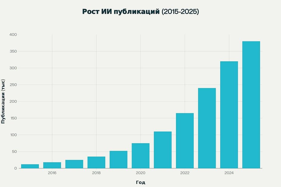 Рост ИИ публикаций (2015-2025) Рост ИИ публикаций (2015-2025)
