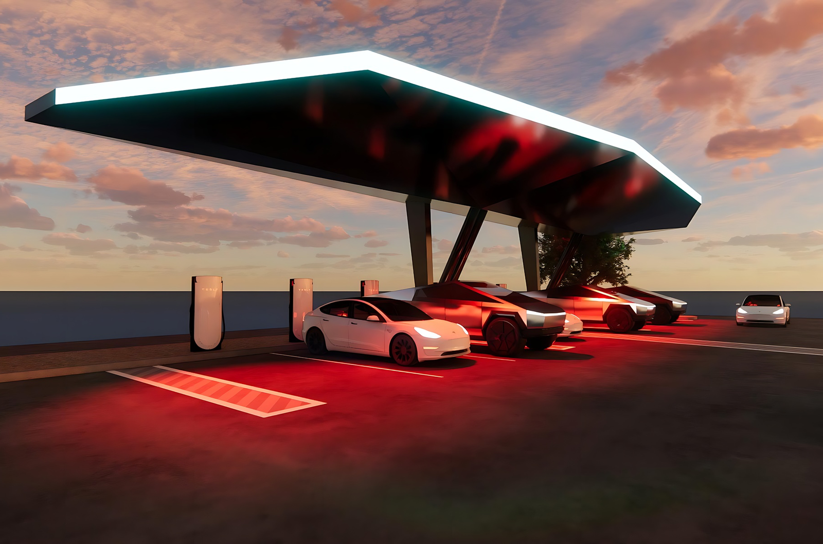 Tesla показала «инопланетную» зарядную станцию Supercharger