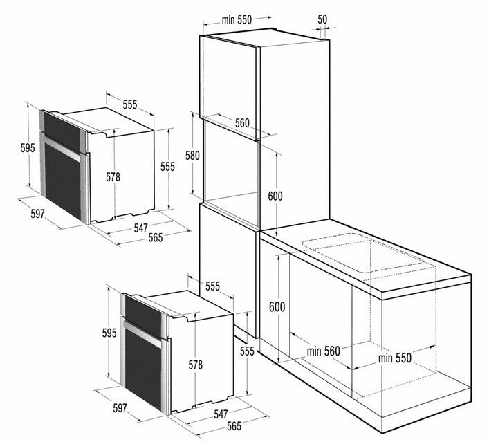 Размеры духового шкафа встраиваемого высота