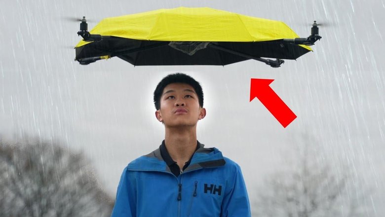 Так выглядит летающий зонт. Фото: YouTube / I Build Stuff