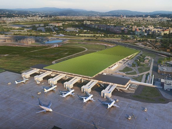 Так будет выглядеть итальянский аэропорт Aeroporto Amerigo Vespucci с виноградником на крыше.