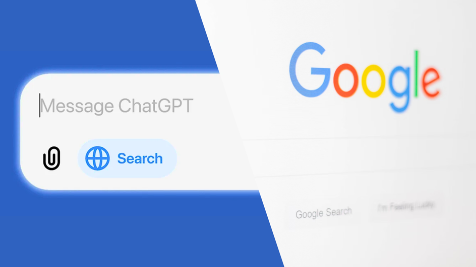 Фрагменты скриншотов главных страниц сервисов ChatGPT и Google