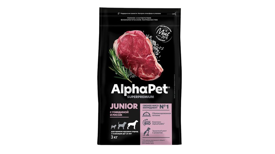 Корм для щенков AlphaPet Superpremium Junior