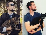 Пользователей Сети растрогал парень, который обнимается с чужими котами