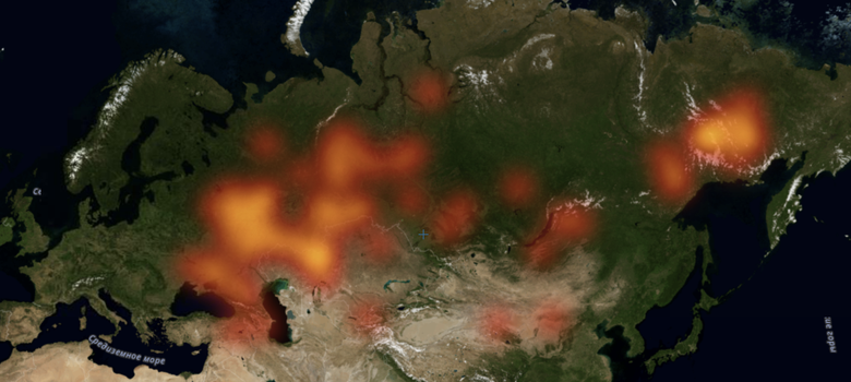Карта пожаров на 26.07.2010. Источник: fires.ru