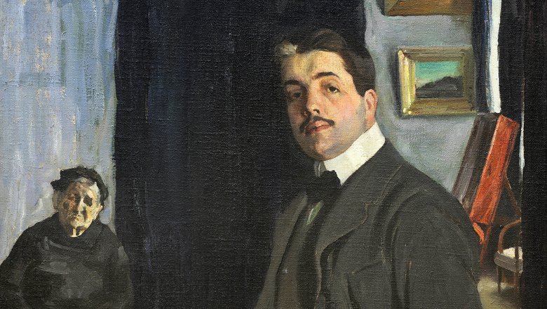 Портрет Сергея Павловича Дягилева с няней, Леон Бакст, 1905 год.