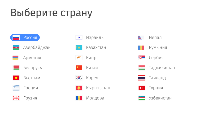 Список стран, в которые/из которых можно отправить деньги за границу