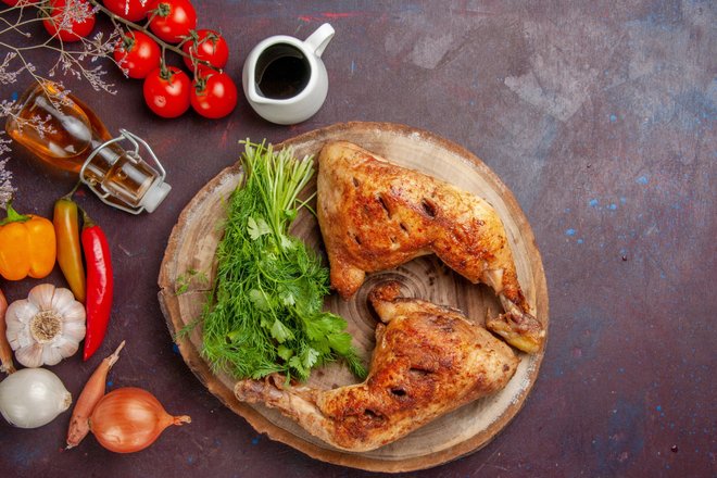 жареная курица, утка