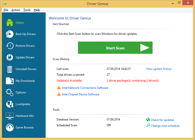 Скриншот окна программы Driver Genius