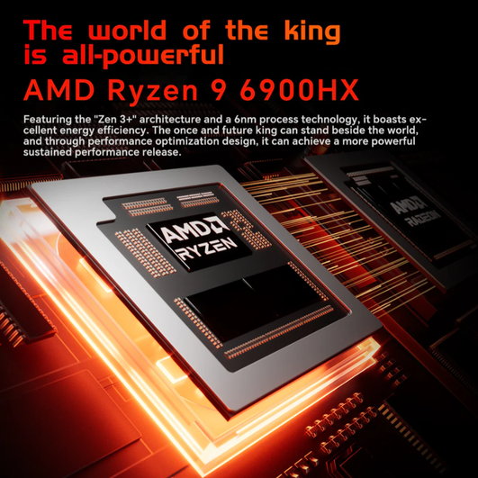 Изображение чипа AMD Ryzen 9 6900HX с основными характеристиками