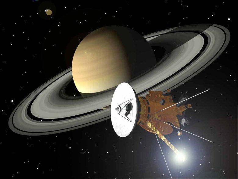 Космический аппарат «Кассини» около орбиты Сатурна. Фото: NASA