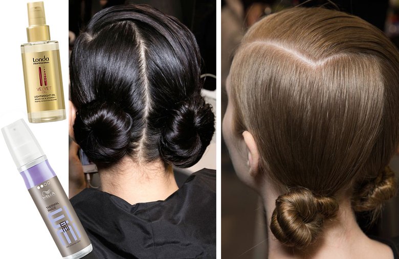 Масло для волос Velvet Oil, Londa Professional; термозащитный спрей Eimi Thermal Image, Wella Professionals. Показ: Christian Dior.