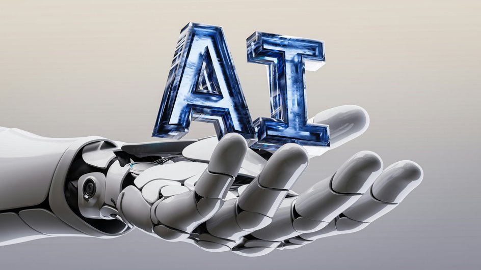 Роборука держит буквы AI Роборука держит буквы AI