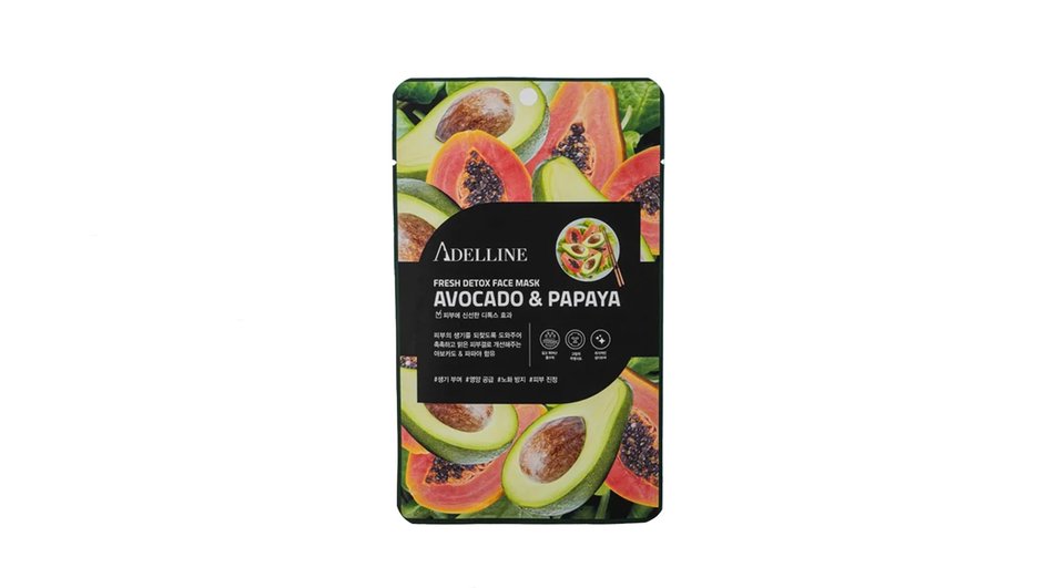 Маска для лица ADELLINE Fresh Detox Face Mask AVOCADO & PAPAYA.