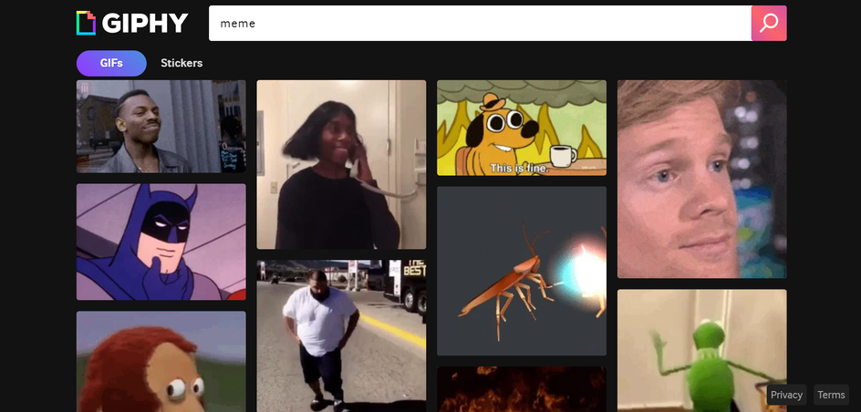 Варианты GIPHY по запросу «meme»