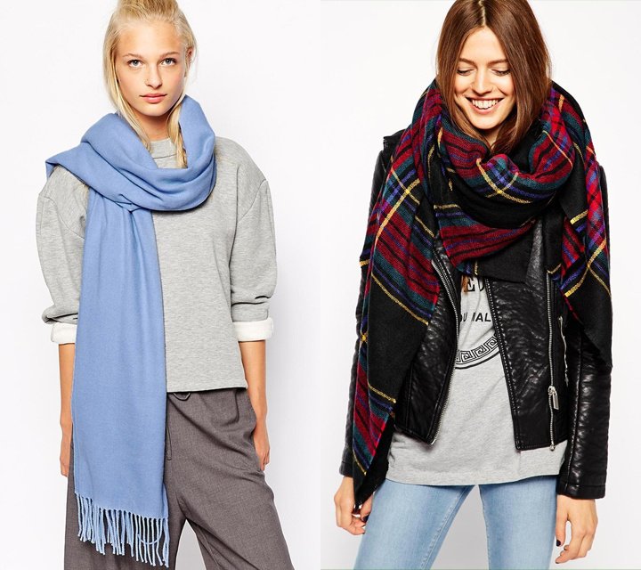 Объемный шарф — настоящий must have! Выбирайте однотонные модели насыщенного цвета либо шарфы с красивым принтом