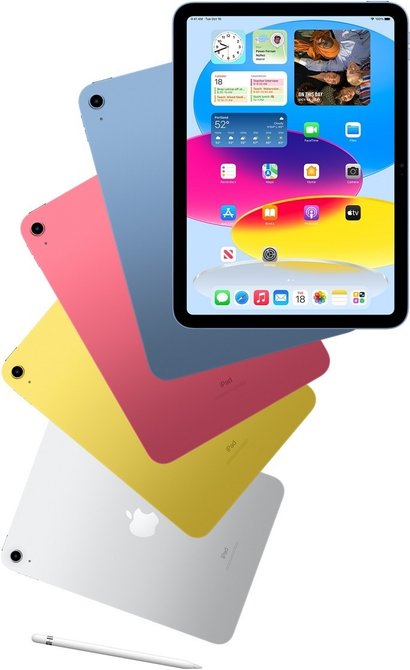 Новый iPad доступен в синем, розовом, желтом и серебристом цветах. Есть поддержка Фото: Apple