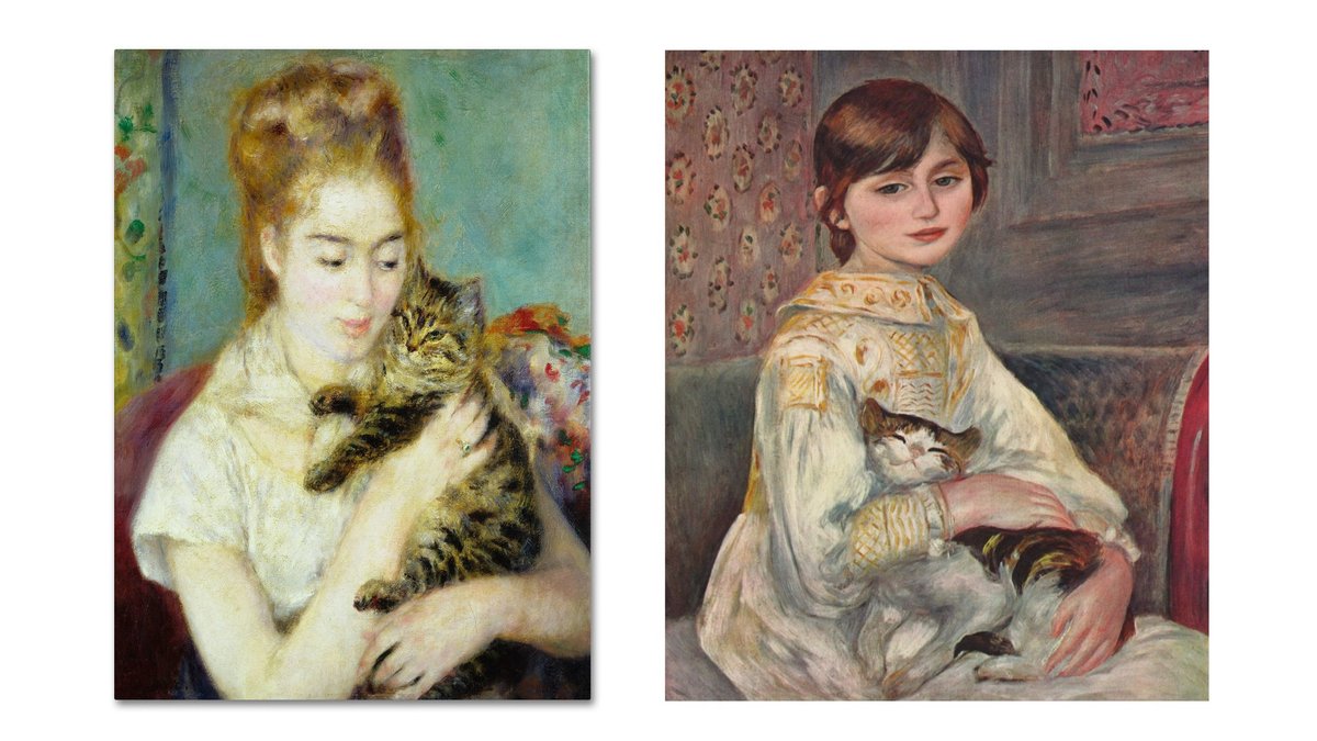 Слева — «Девушка с кошкой», справа — «Жюли Мане с кошкой».