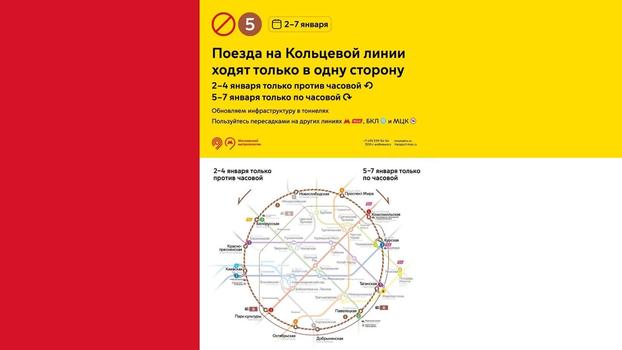 Схему движения поездов на Кольцевой линии московского метро изменят со 2 по  7 января - Новости Mail.ru