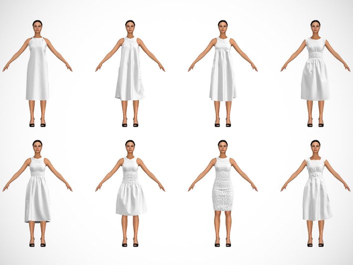 Варианты 4D-платьев, которые может создать робот из одной и той же заготовки. Источник: TecheBlog
