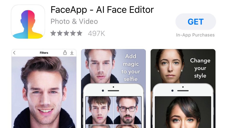 Так выглядит официальное приложение FaceApp в магазине AppStore