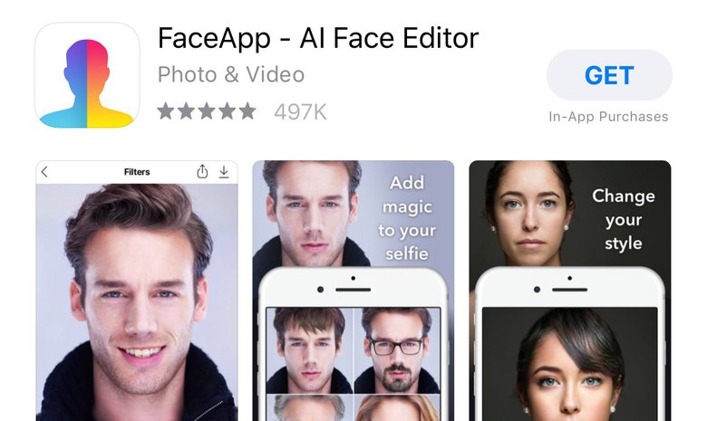 Так выглядит официальное приложение FaceApp в магазине AppStore