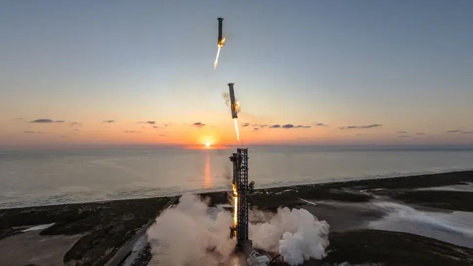 Космический корабль Starship во время испытания