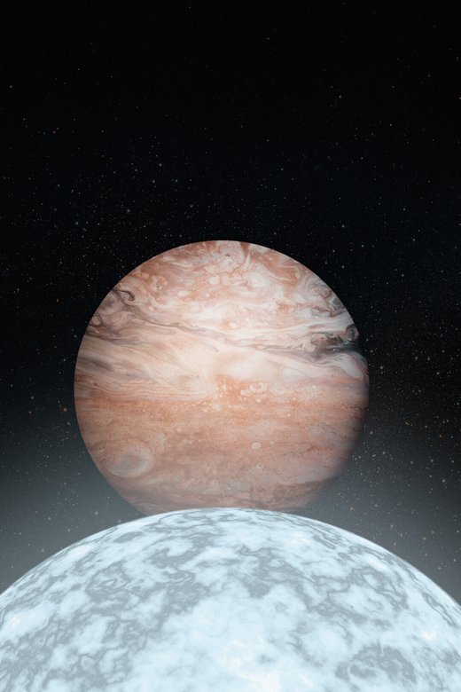 Художественная визуализация Юпитера и его белого карлика-хозяина. Если люди доживут до «смерти» Солнца, они теоретически могут переместиться на спутник Юпитера и остаться на орбите в безопасности. Фото: W. M. Keck Observatory/Adam Makarenko