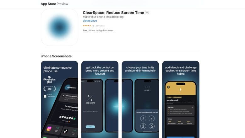 Страница Clearspace в App Store.