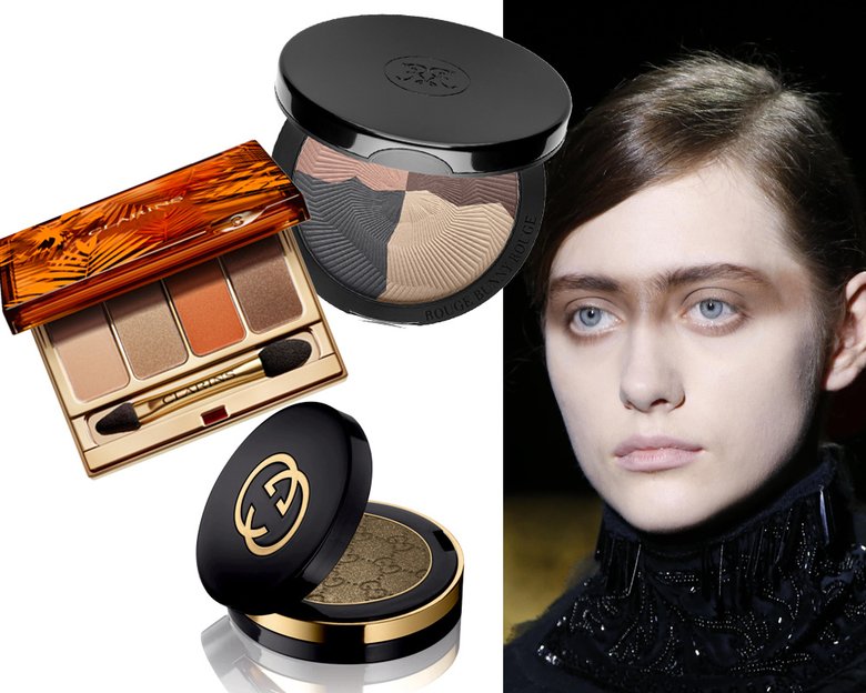 Показ: Dries Van Noten. Палитры теней: Summer Look Eye Palette, Clarins; Gucci Eye Magnetic Color, 170 Iconic Gold, Gucci; Loess, Rouge Bunny Rouge.