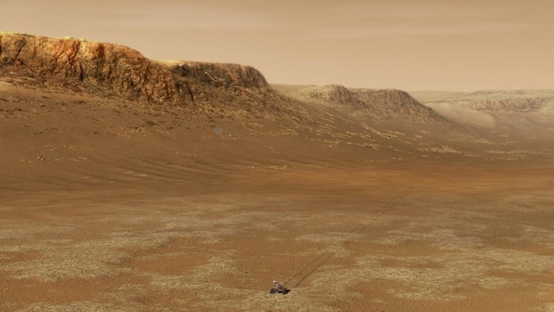 Марсоход Perseverance стоит рядом с дельтой древней реки. Фото: NASA