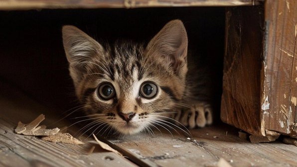 Котенок так хотел найти семью, что тайно проник в дом и застрял