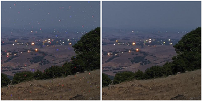 Оригинально фото с поврежденными пикселями (слева) и исправленный алгоритмом вариант (справа). Фото: Google