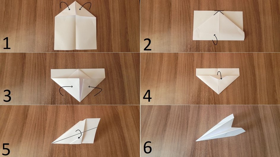 Схема: как сделать самолет из бумаги